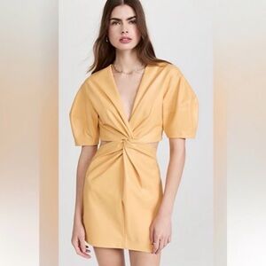 A.L.C. Mustard Tie-Front Mini Dress
